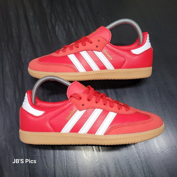 Adidas Samba Women's Size 7.5 OG Better Scarlet Cloud White Gold Gum Sneakers - Picture 1 of 16